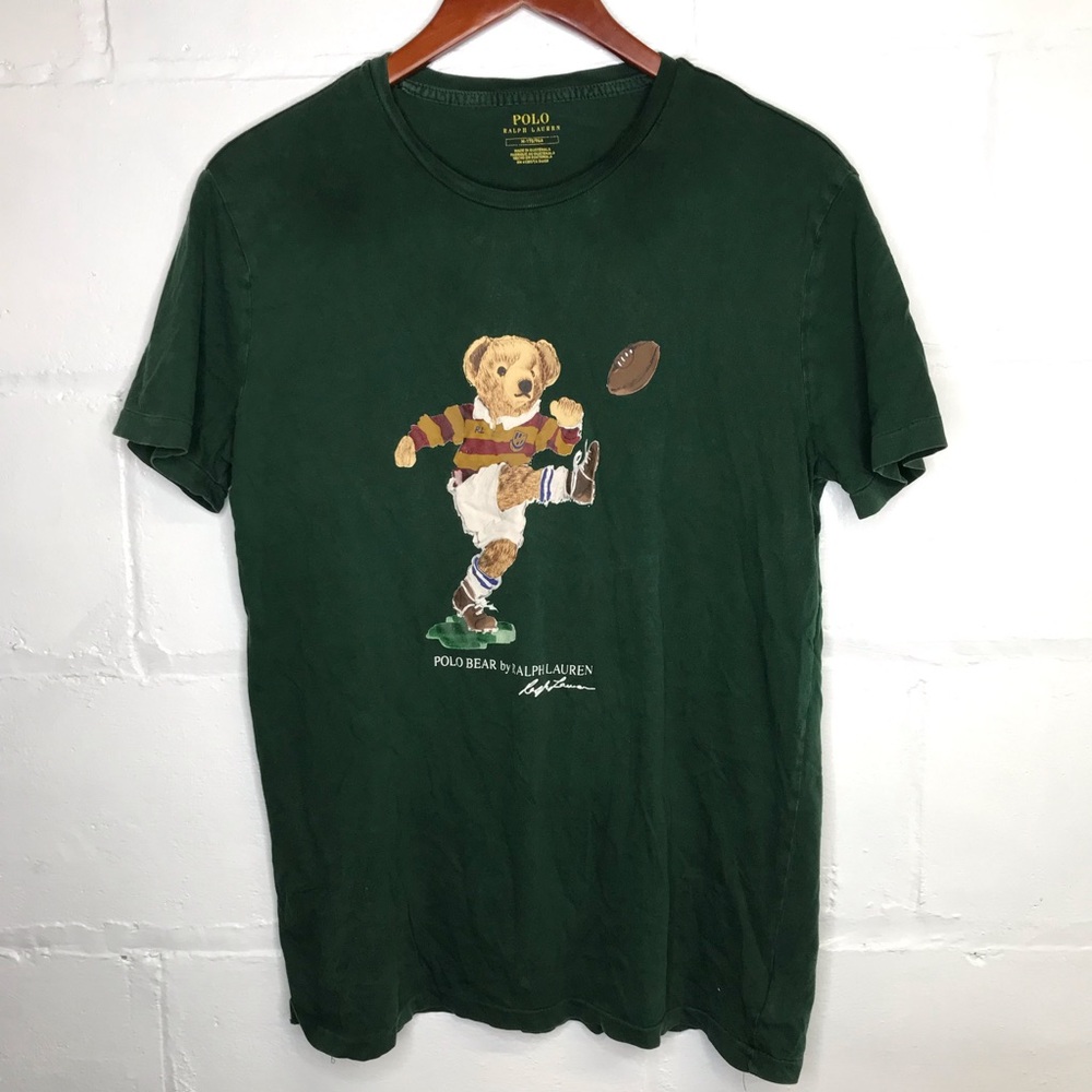 Polo Ralph Lauren Men's Size M Green Polo Bear Rugby Graphic Tee Crewneck